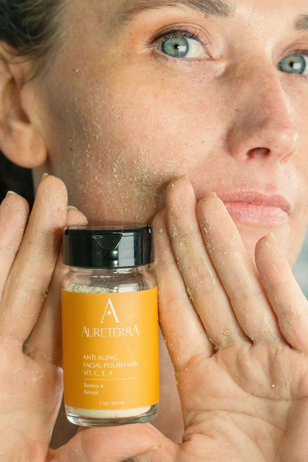 Natural anti-aging facial polish with vitamins C, E & A – brightening botanical cleanser by Aureterra