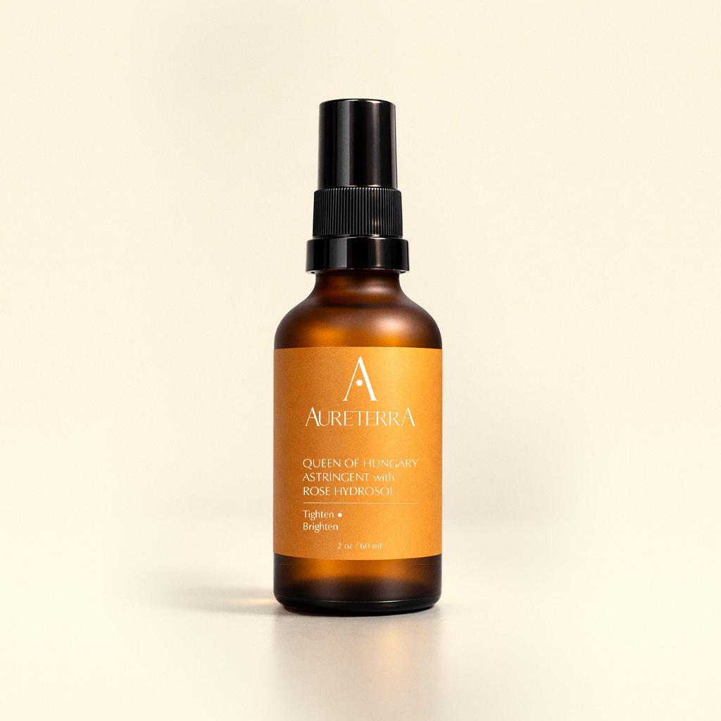 Aureterra queen of hungary astringent with rose hydrosol rose water toner for acne prone skin reduces redness tightens pores apple cider vinegar base