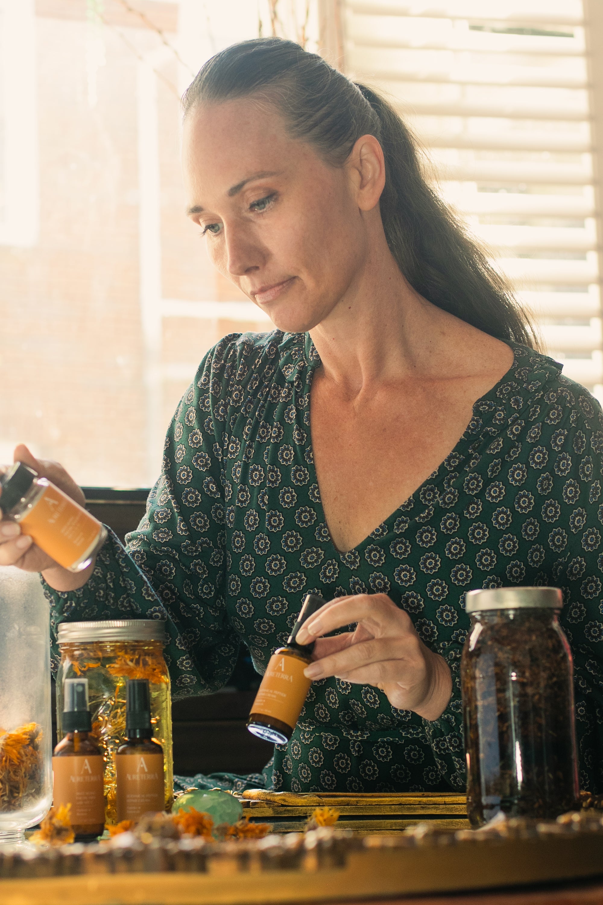 Aureterra founder Melaney Crees with the brand’s solar-infused botanical skincare product.